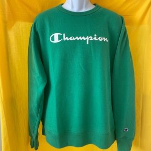 Champion Green/White Crewneck Sweater Size Large